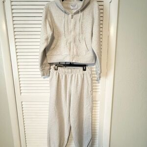Athleta Heather Gray Zip Hoodie & Jogger Set